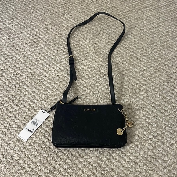 Calvin Klein Bags Calvin Klein Black Logo Print Shoulder Bag Nwt